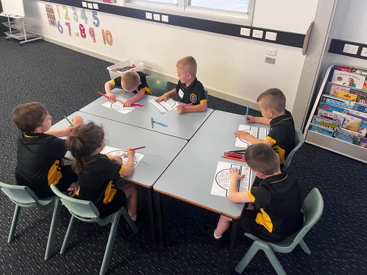 students working at desks